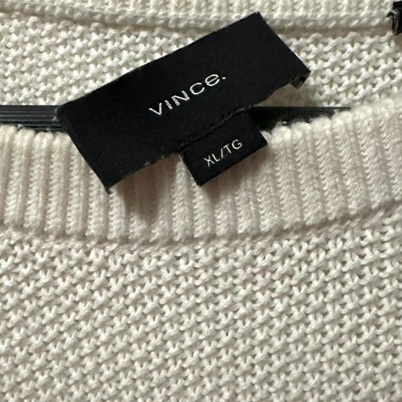 Vince Men's Off White Cable Knit Crewneck Cotton Sweater Size XL - Picture 5 of 10